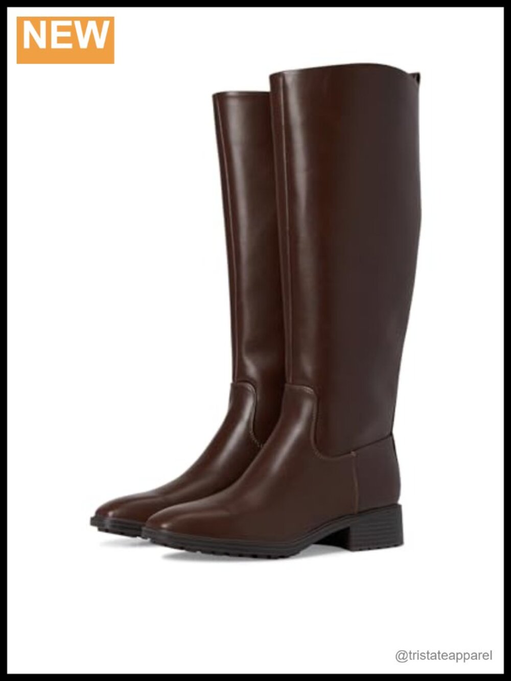 Nine West Barile Knee High Boots Faux Leather Square Toe Block Heel